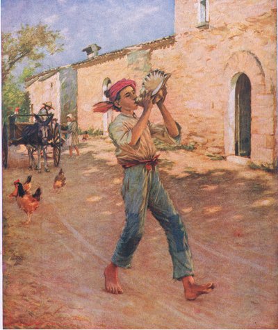 Huilende vis in Spanje, illustratie uit Mijn Tijdschrift, 1925 door Henry Herbert La Thangue