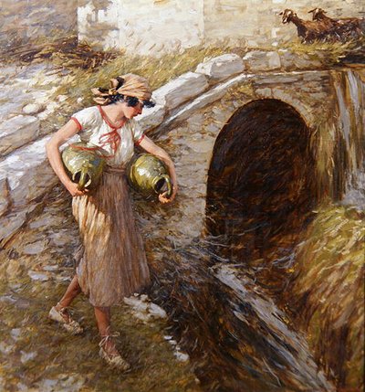 Meisje met kruiken door Henry Herbert La Thangue