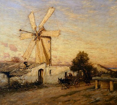Maanopkomst in Spanje, Buger, Mallorca door Henry Herbert La Thangue