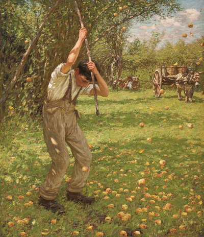 Ciderappels schudden door Henry Herbert La Thangue