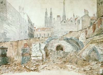 Delen van een basiliek uit het late 1e-begin 2e eeuw in de City of London door Henry Hodge
