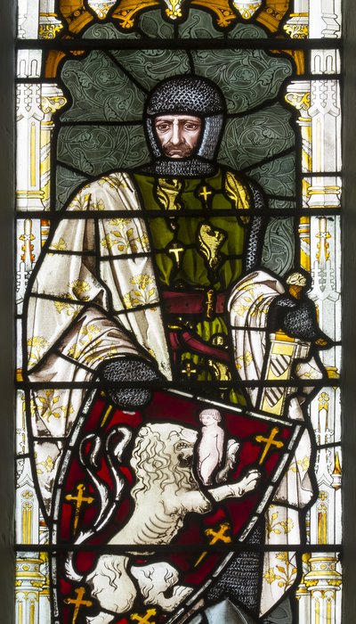 Cambridge, Trinity College, Heaton Butler & Bayne, Henry Holiday, Simon de Montfort, 1870, aangepast van Carl Almquist door Henry Holiday
