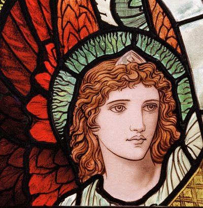 Grasmere, St Oswald, James Powell & Sons, Henry Holiday, Dienende Engelen (detail), 1893 door Henry Holiday
