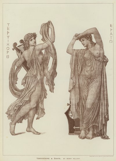 Terpsichore en Erato, door Henry Holiday (gravure) door Henry Holiday