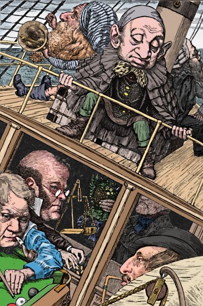 De bemanning was compleet. Uit The Hunting of the Snark Lewis Carroll, 1874-1876, 1923 door Henry Holiday
