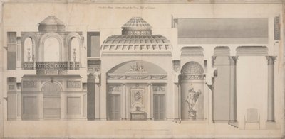 Carlton House, Pall Mall, Londen: Sectie van het portiek, de hal en de tribune door Henry Holland
