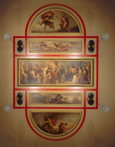 Plafond in de Bibliotheek en Eetkamer, met de Legende van Pandora, ca. 1834 door Henry Howard
