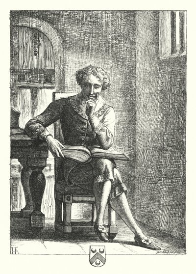 In de gevangenis (gravure) door Henry Hugh Armstead