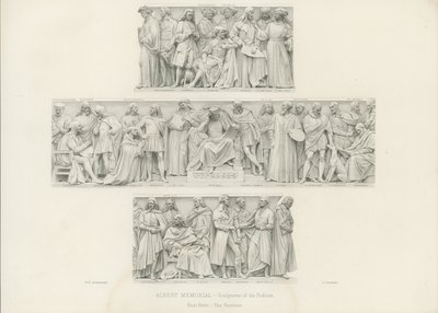 Beelden op het podium van het Albert Memorial door Henry Hugh Armstead