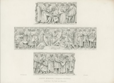 Beelden op het podium van het Albert Memorial door Henry Hugh Armstead