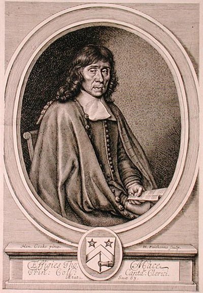 Portret van Thomas Mace (1612-1706) gegraveerd door William Faithorne (1656-ca.1701) (gravure) door Henry I (after) Cooke