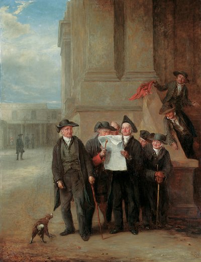 Marine-inlichtingen: Greenwich-pensionarissen lezen een exemplaar van The Times door Henry James Pidding