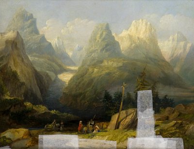Een uitzicht op de Alpen door Henry John (attr. to) Boddington