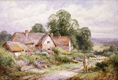 Een schapenpad bij Woburn, Bedfordshire door Henry John Sylvester Stannard