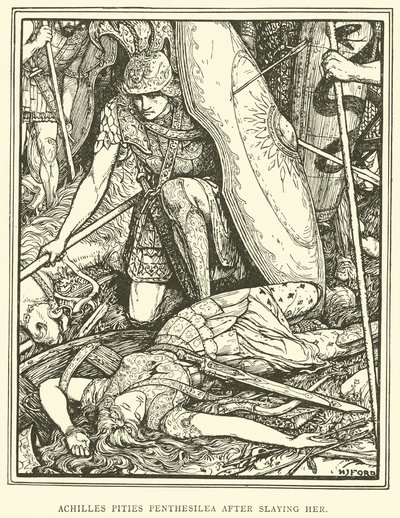 Achilles heeft Medelijden met Penthesilea na haar te hebben Gedood door Henry Justice Ford
