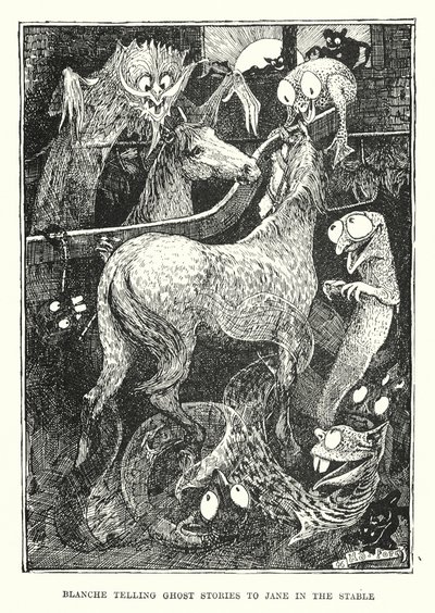 Blanche vertelt spookverhalen aan Jane in de stal door Henry Justice Ford