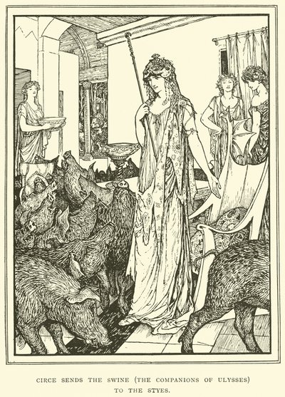 Circe stuurt de Varkens (De Metgezellen van Ulysses) naar de Hokken door Henry Justice Ford