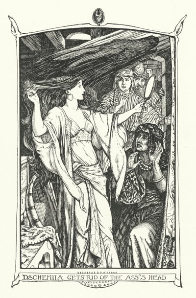 Dschemila raakt het ezelskop kwijt (gravure) door Henry Justice Ford