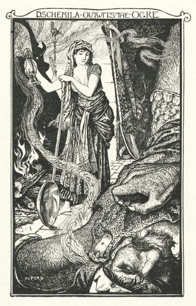 Dschemila bedriegt de Oger (gravure) door Henry Justice Ford