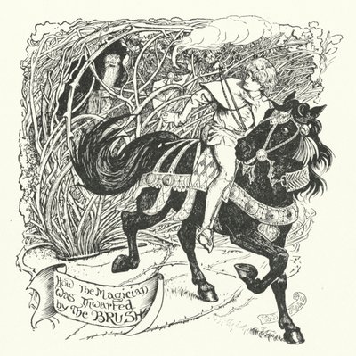 Hoe de Tovenaar Werd Verijdeld door de Borstel (gravure) door Henry Justice Ford