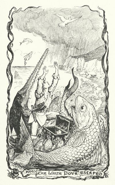 Hoe de witte duif ontsnapte (gravure) door Henry Justice Ford