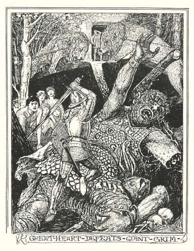Illustratie voor De Pelgrimstocht door John Bunyan (litho) door Henry Justice Ford