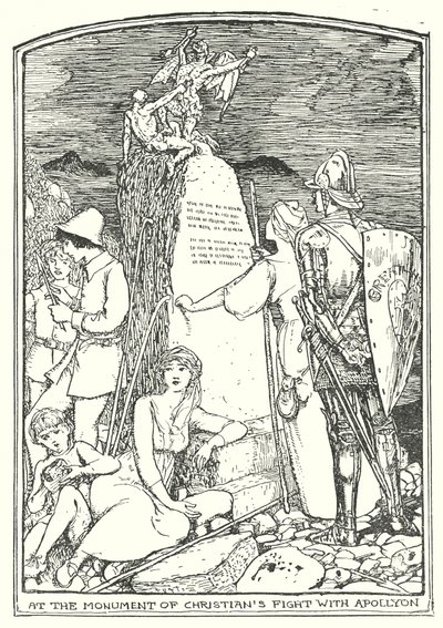 Illustratie voor De Pelgrimstocht door John Bunyan (litho) door Henry Justice Ford