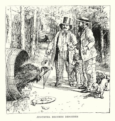 Jugurtha wordt Diogenes (gravure) door Henry Justice Ford