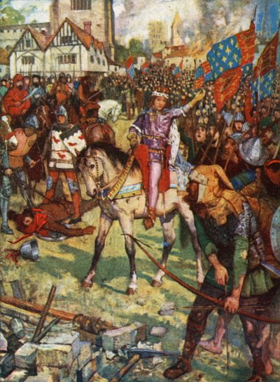 Koning Richard II en Watt Tyler door Henry Justice Ford