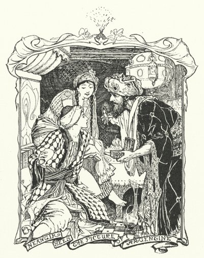 Neangir ziet het portret van Argentine (gravure) door Henry Justice Ford