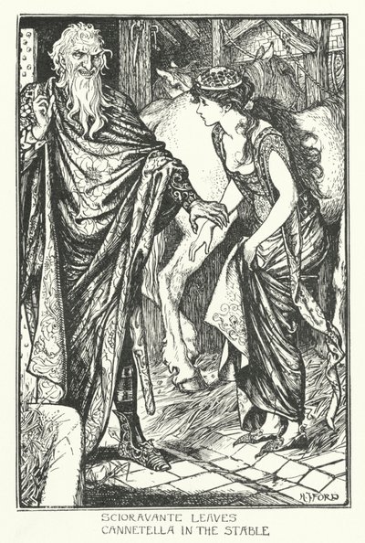 Scioravante Laat Cannetella in de Stal Achter (gravure) door Henry Justice Ford