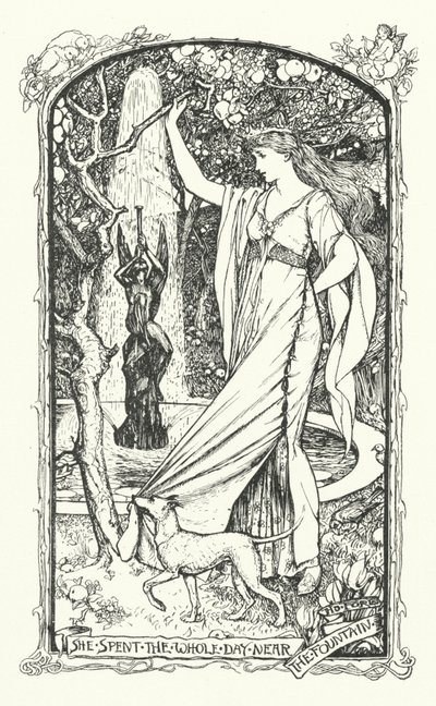Zij Besteedde de Hele Dag bij de Fontein (gravure) door Henry Justice Ford