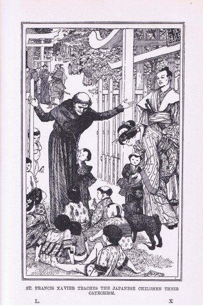 Sint Franciscus Xaverius leert de Japanse kinderen hun catechismus, 1912 door Henry Justice Ford