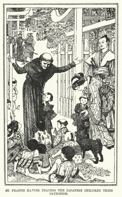 St. Franciscus Xaverius leert de Japanse kinderen hun catechismus door Henry Justice Ford