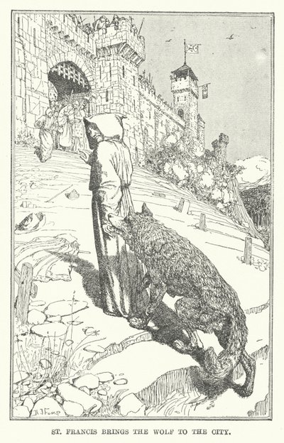 St. Franciscus brengt de wolf naar de stad door Henry Justice Ford