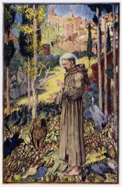 Sint Franciscus predikt tot de Vogels door Henry Justice Ford