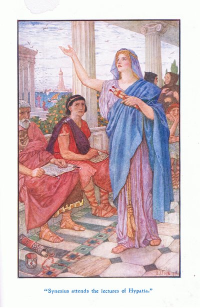 Synesius woont de lezingen van Hypatia bij door Henry Justice Ford