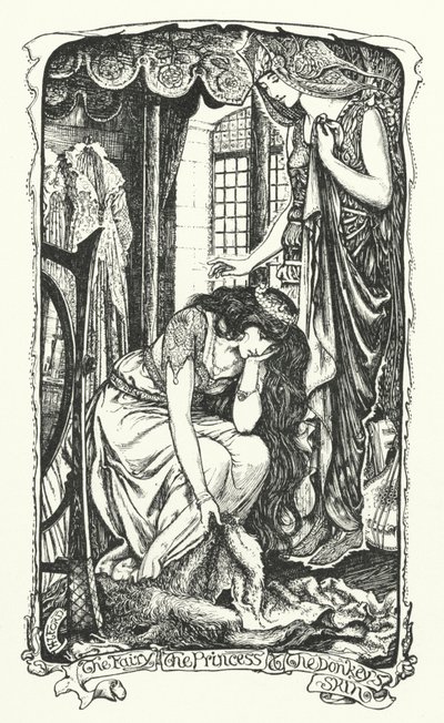 De Fee, de Prinses en de Ezelshuid (gravure) door Henry Justice Ford