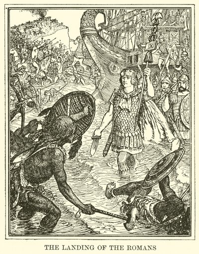 De Landing van de Romeinen door Henry Justice Ford