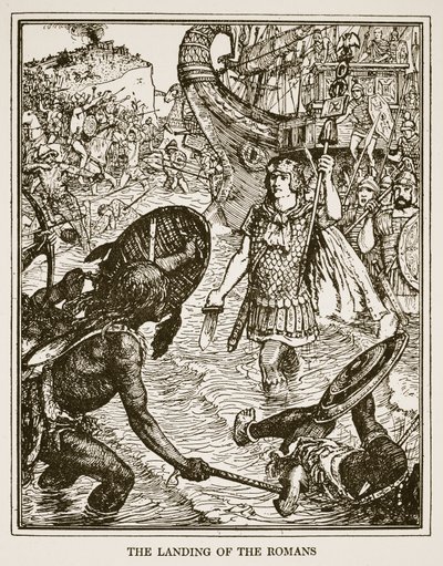 De landing van de Romeinen, illustratie uit 