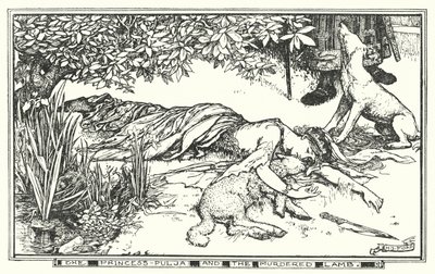 De prinses Pulja en het vermoorde lam (litho) door Henry Justice Ford