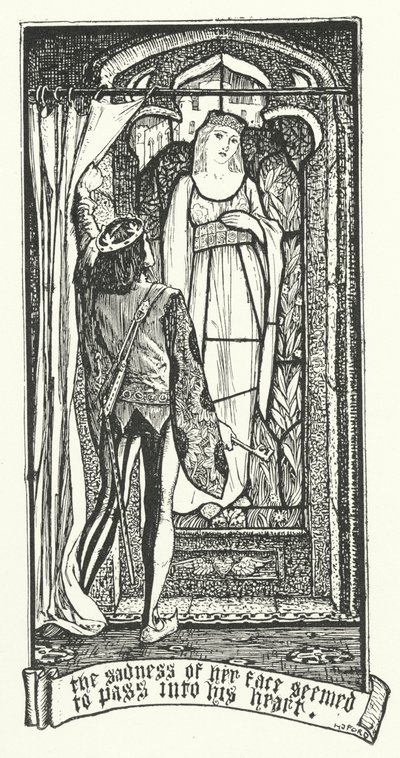 Het Verdriet op Haar Gezicht Leek in Zijn Hart te Dringen (gravure) door Henry Justice Ford