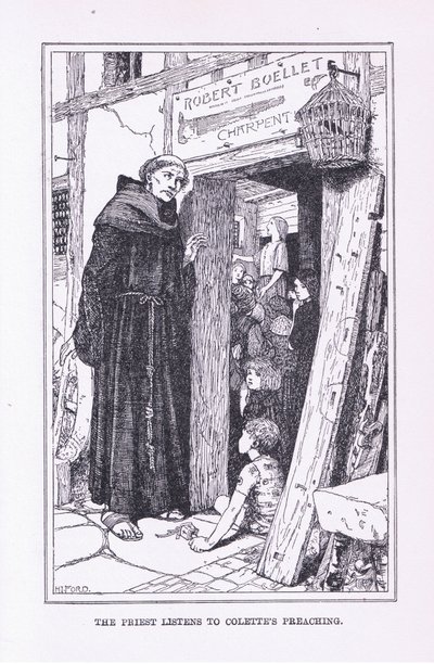 De priester luistert naar Colettes preek, 1912 door Henry Justice Ford