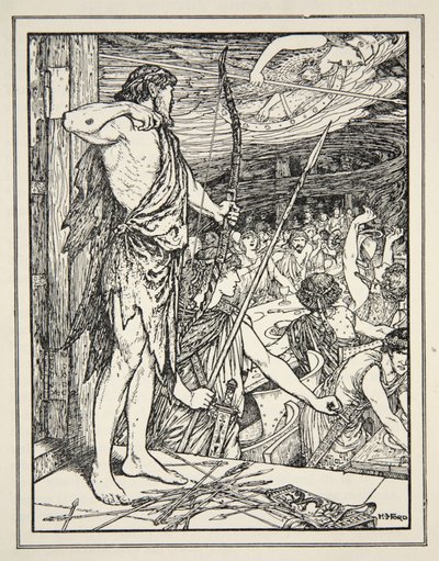 Ulysses schiet de eerste pijl op de vrijers, uit 