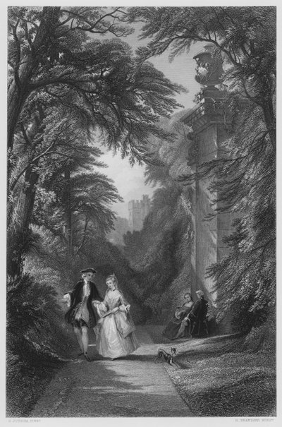 De middagwandeling, van het schilderij in de Koninklijke Collectie door Henry Jutsum