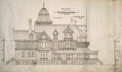 Huis voor de heer S.W. Allerton, Lake Geneva, Wisconsin: westelijke gevel door Henry Lord Gay
