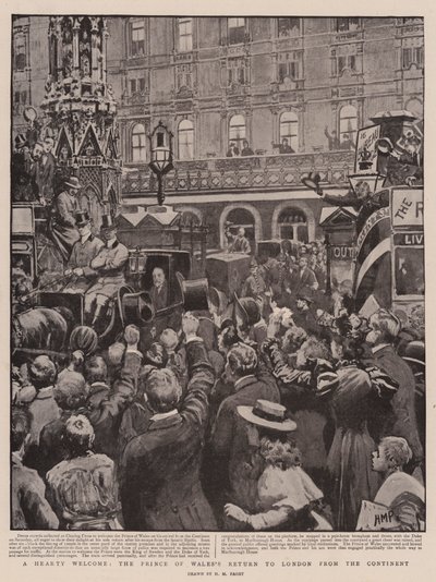 Een hartelijk welkom, de terugkeer van de prins van Wales naar Londen vanaf het continent door Henry Marriott Paget