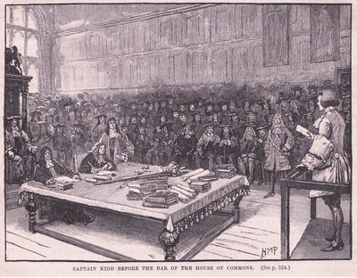 Kapitein Kidd voor de bar van het Lagerhuis AD 1701 door Henry Marriott Paget