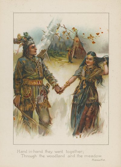 Hand in hand gingen ze samen, door het bos en de weide door Henry Marriott Paget