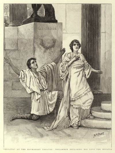 Hypatia in het Haymarket Theater, Philammon verklaart zijn liefde voor Hypatia door Henry Marriott Paget